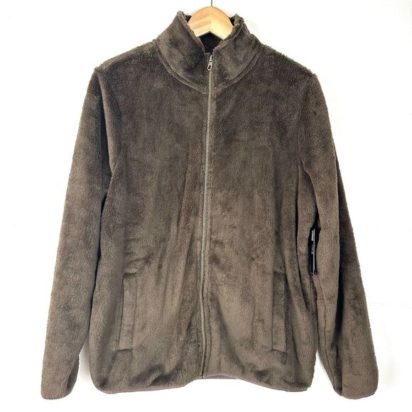 NWT Volcom Pheelin Phuzzy Full Zip Fleece Dark Chocolate Teddy Jacket Size Small - Picture 1 of 11